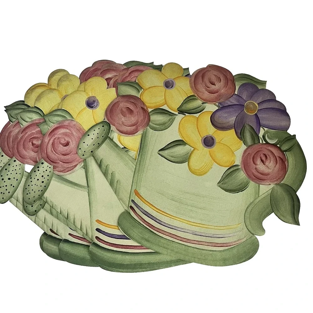 2002 Carole Shiber set 6 Artabilities handpainted vinyl placemats watering can